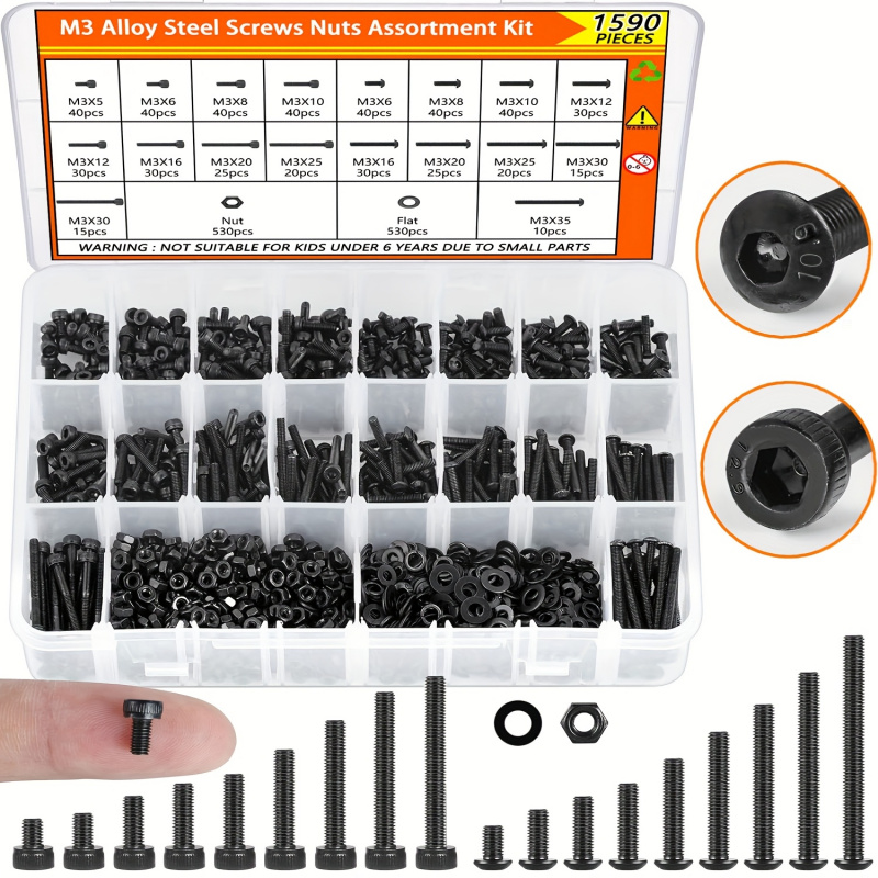 Socket Set - 1590PCS M3 Screw Assortment Kit -